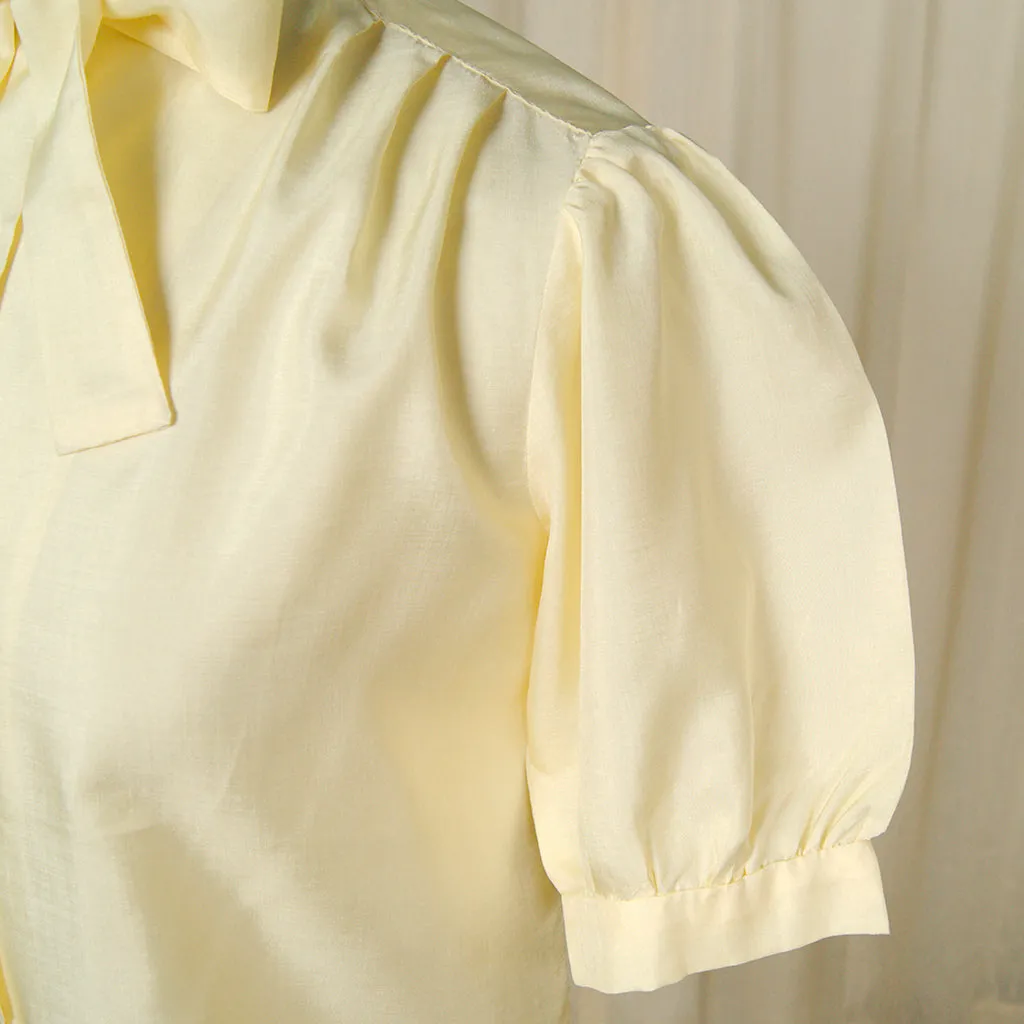 1950s Yellow Bow Collar Blouse