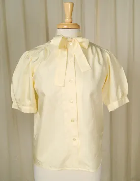 1950s Yellow Bow Collar Blouse