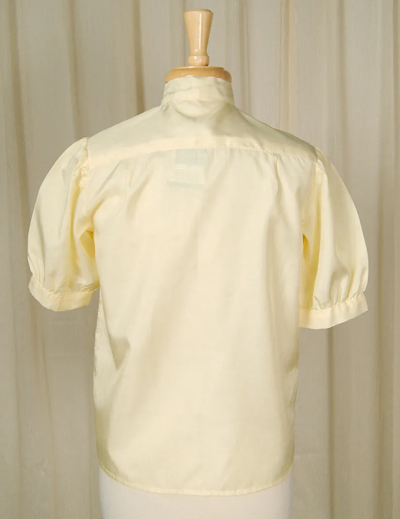 1950s Yellow Bow Collar Blouse