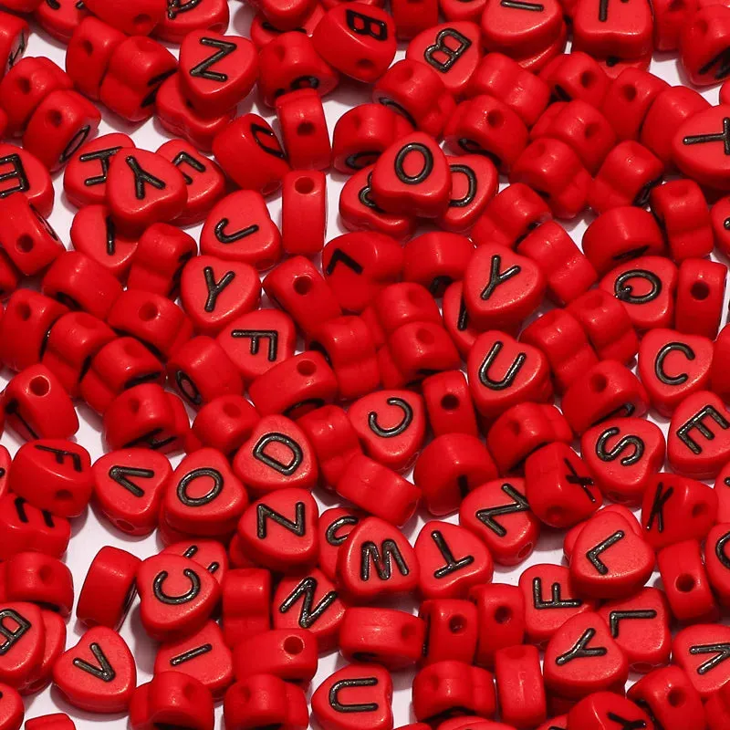 22 Colours Letter Acrylic Beads Flat Alphabet Spacer Heart Beads For Jewellery Making DIY Bracelet Necklace