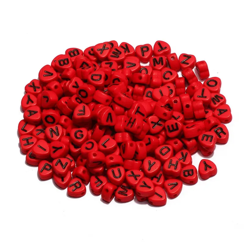 22 Colours Letter Acrylic Beads Flat Alphabet Spacer Heart Beads For Jewellery Making DIY Bracelet Necklace