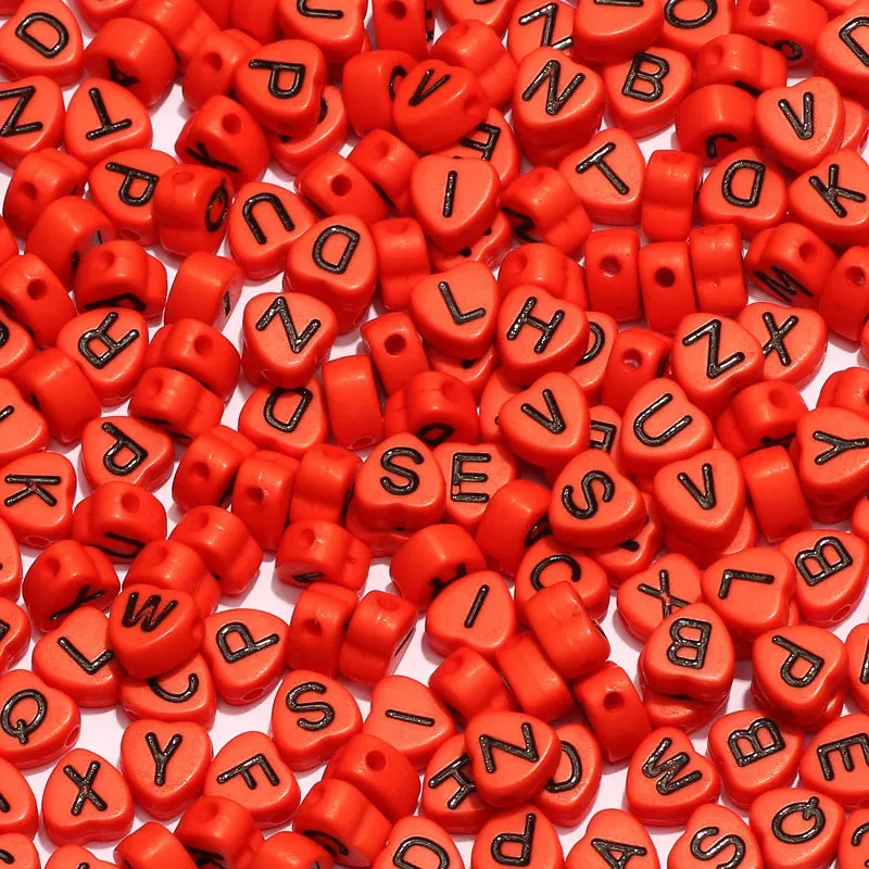 22 Colours Letter Acrylic Beads Flat Alphabet Spacer Heart Beads For Jewellery Making DIY Bracelet Necklace