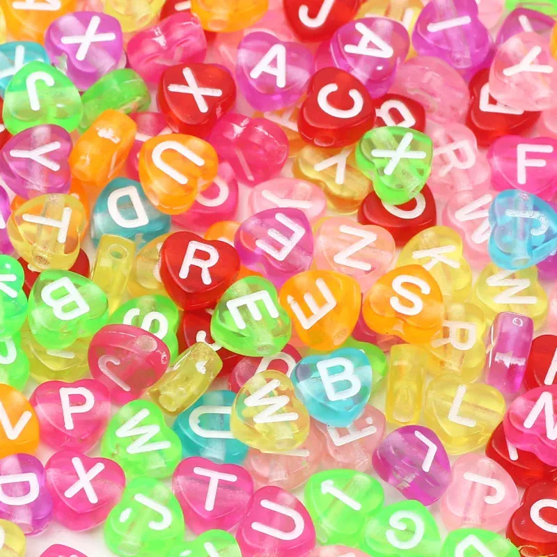 22 Colours Letter Acrylic Beads Flat Alphabet Spacer Heart Beads For Jewellery Making DIY Bracelet Necklace