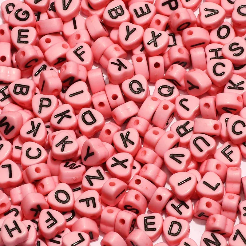 22 Colours Letter Acrylic Beads Flat Alphabet Spacer Heart Beads For Jewellery Making DIY Bracelet Necklace