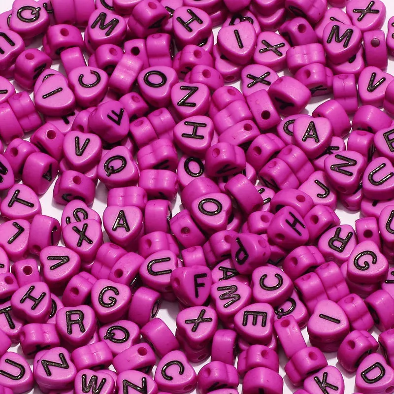 22 Colours Letter Acrylic Beads Flat Alphabet Spacer Heart Beads For Jewellery Making DIY Bracelet Necklace