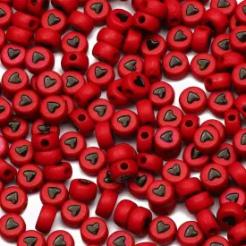 500 x 7mm Red Heart Acrylic Spacer Beads For Jewellery Making DIY Friendship Bracelets