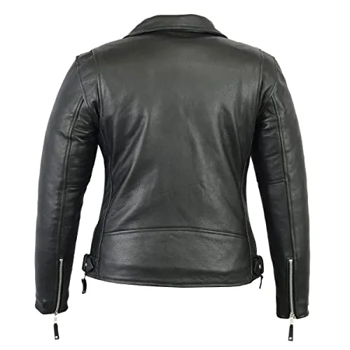 A&H Apparel - Women's Motorcycle Top-Grain Cowhide Leather Jacket - Combining Style and Quality for Riders and Fashion Enthusiasts - Chic Cowhide Biker Coat in Timeless Black