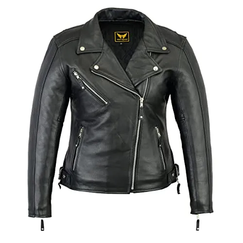 A&H Apparel - Women's Motorcycle Top-Grain Cowhide Leather Jacket - Combining Style and Quality for Riders and Fashion Enthusiasts - Chic Cowhide Biker Coat in Timeless Black