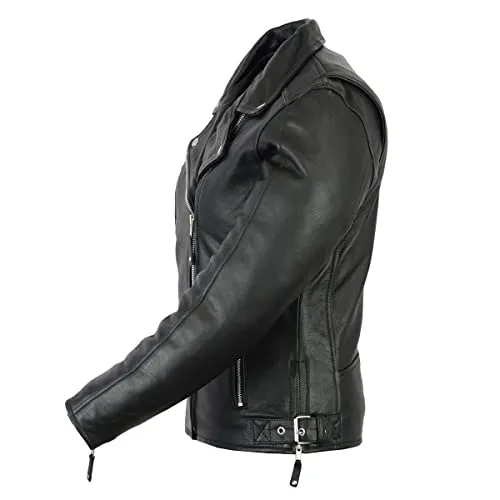 A&H Apparel - Women's Motorcycle Top-Grain Cowhide Leather Jacket - Combining Style and Quality for Riders and Fashion Enthusiasts - Chic Cowhide Biker Coat in Timeless Black