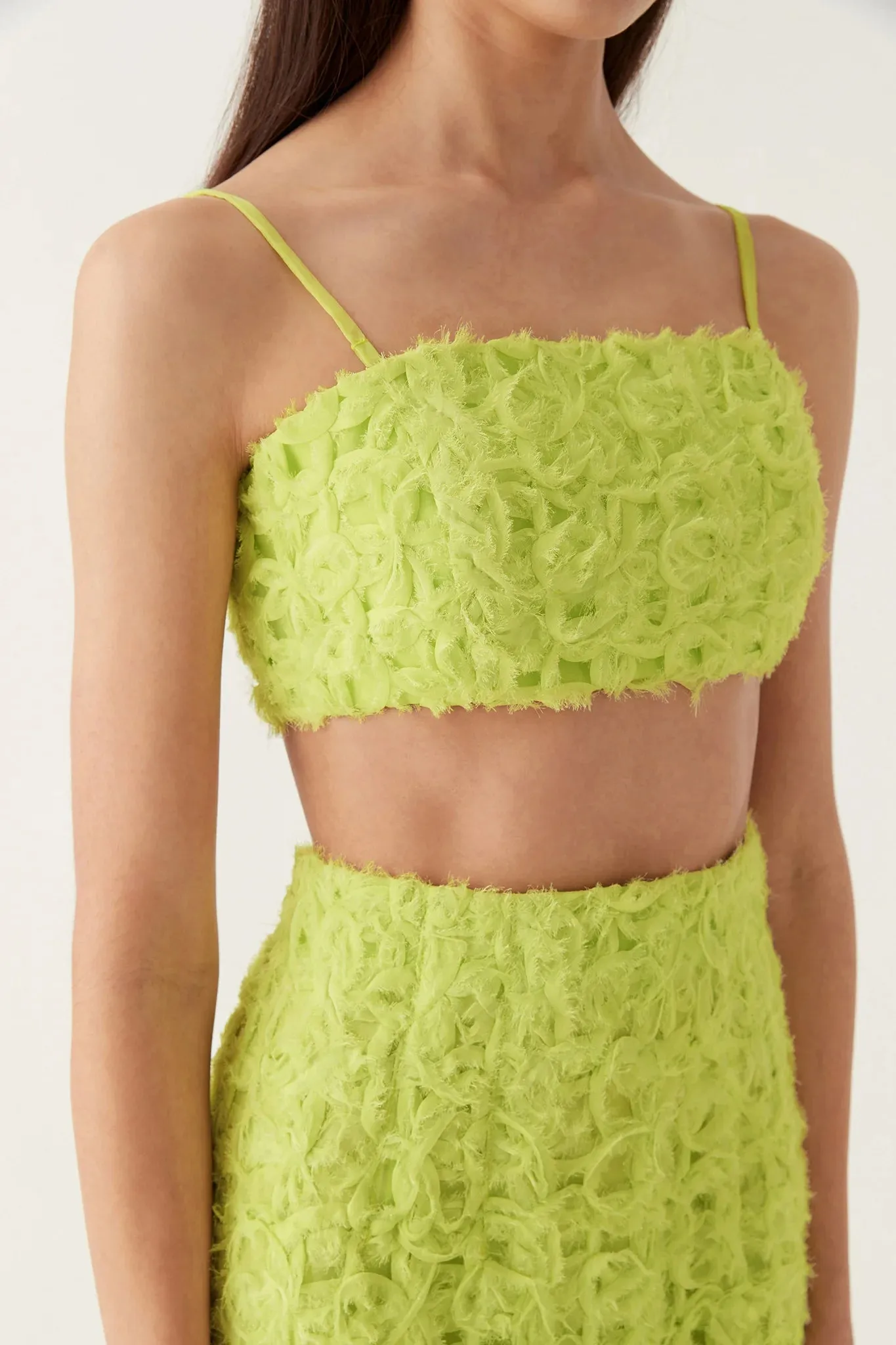 Aje Quintette Textured Bralette - Light Lime