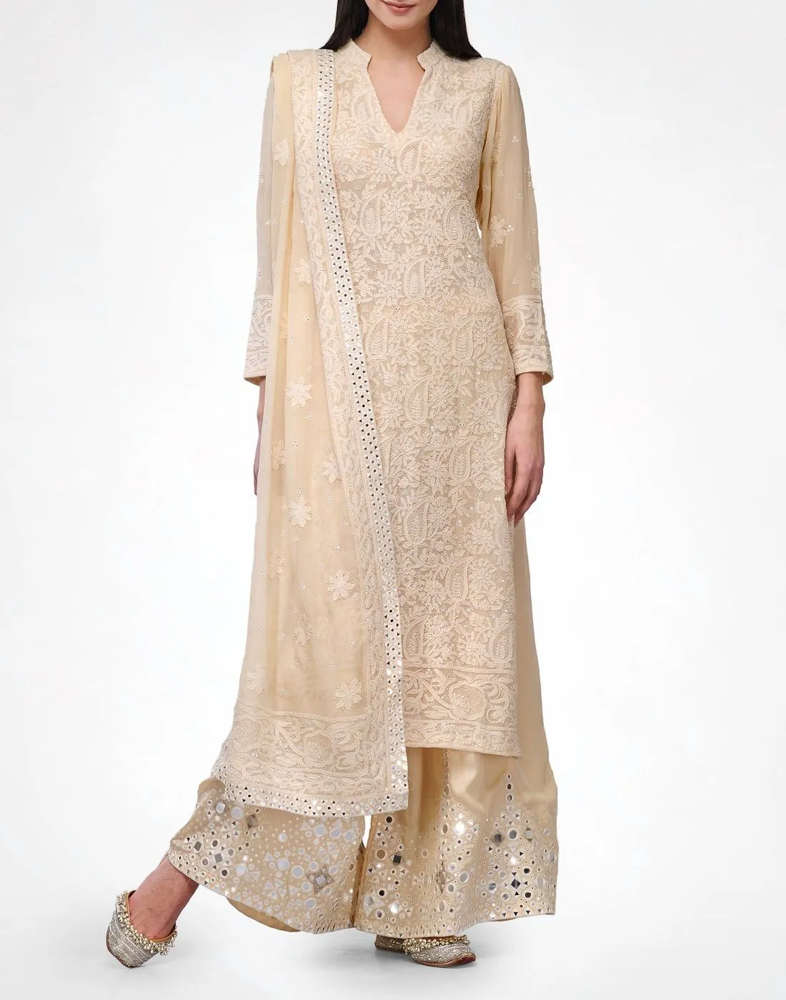 Amrita Pure Georgette Chikankari Hand Embroidered Festive Kurta Dress, Suit Set