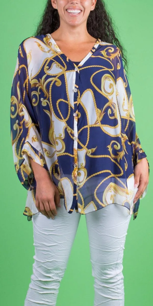 Angelo Baroque Silk Blouse