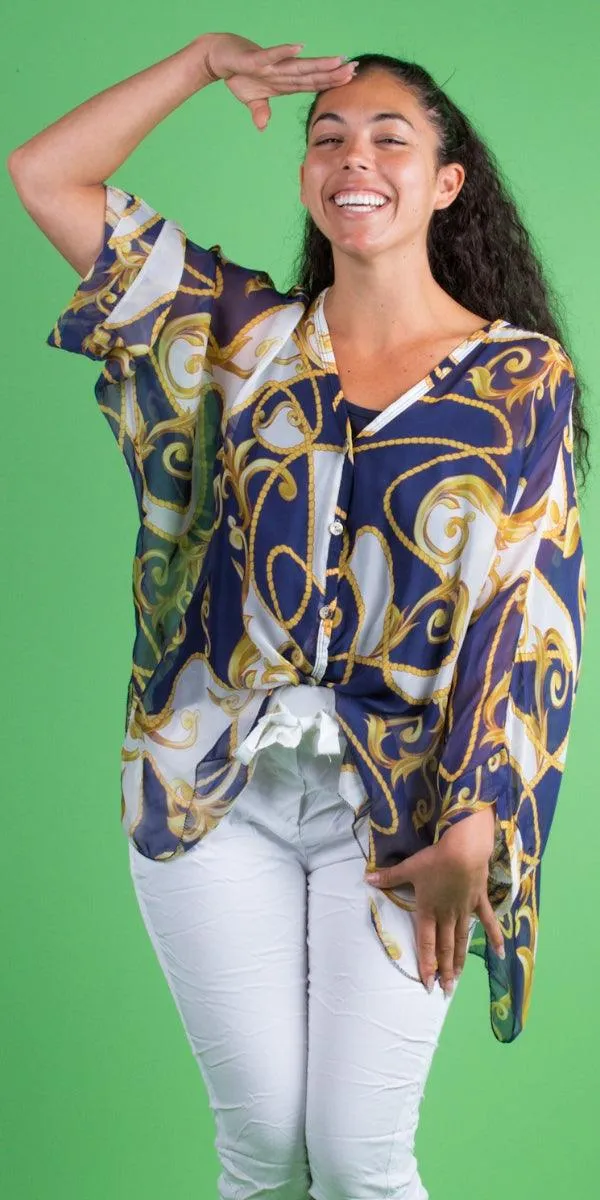 Angelo Baroque Silk Blouse