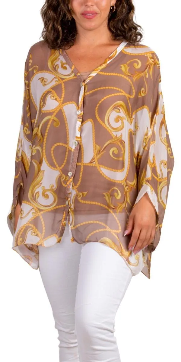 Angelo Baroque Silk Blouse