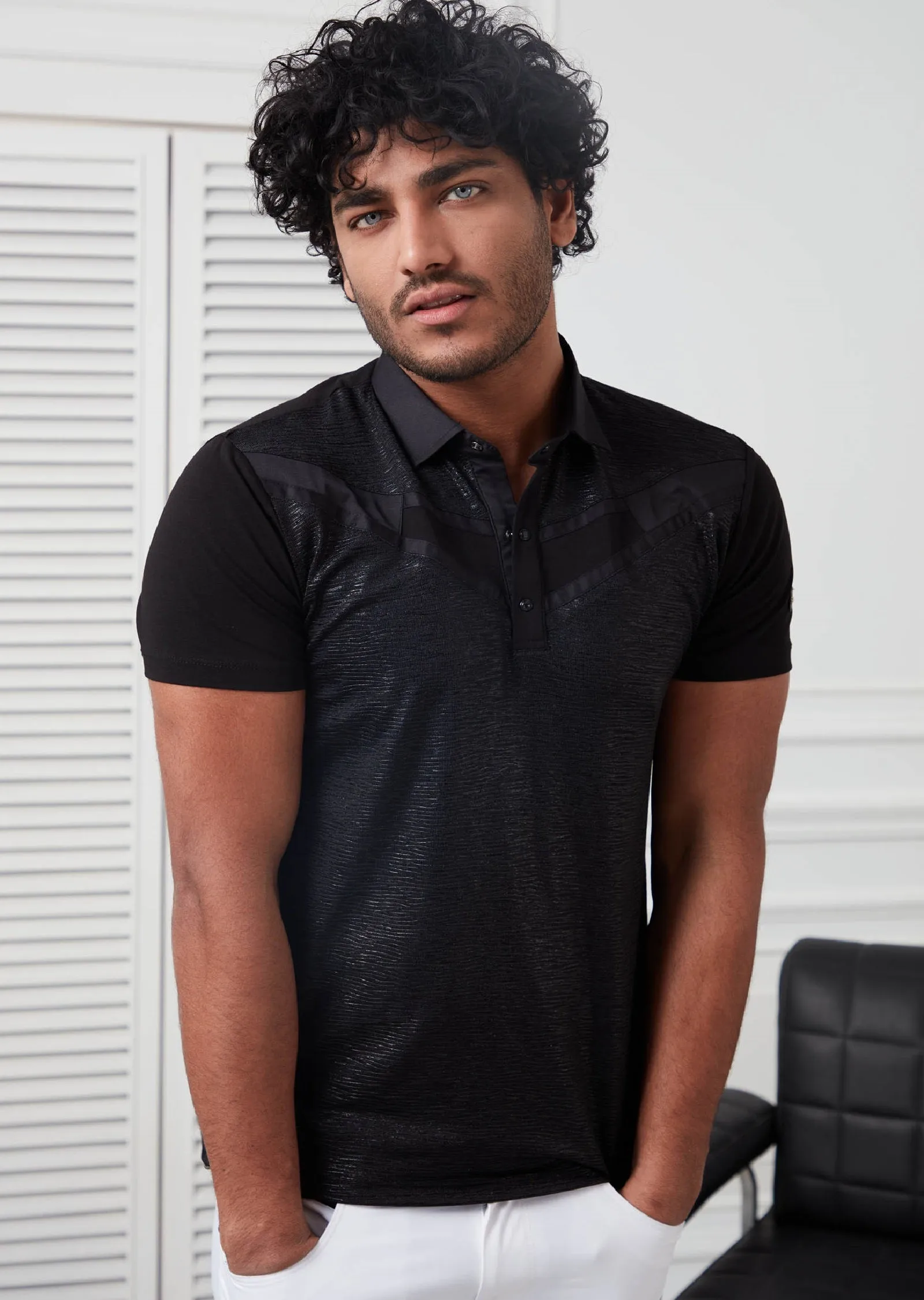 Black Metallic Dressy Polo