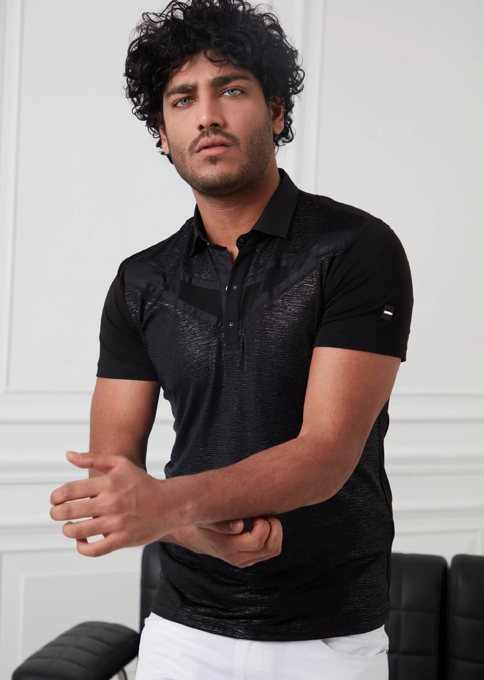 Black Metallic Dressy Polo