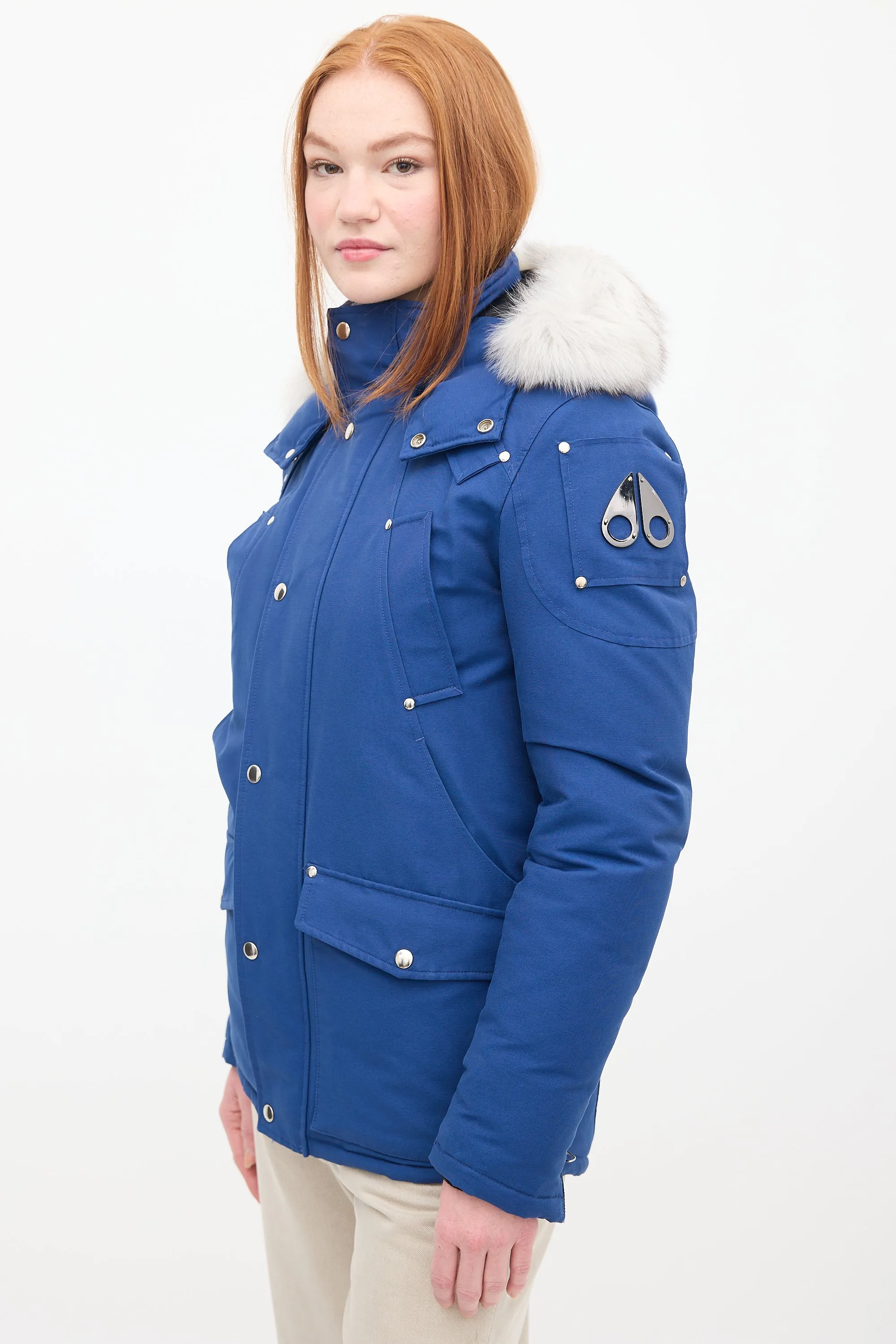 Blue Down & Fur Trim Parka Jacket