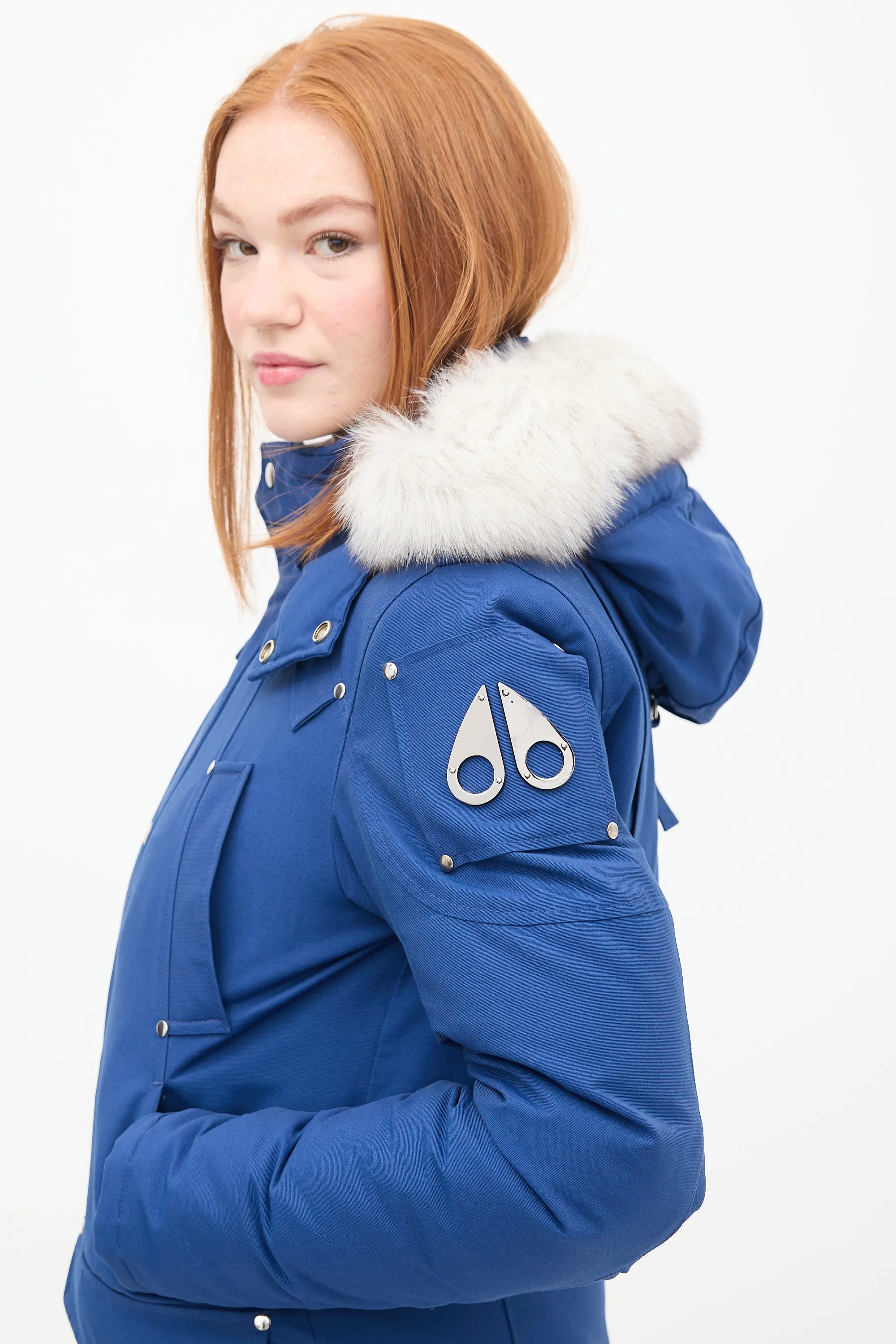 Blue Down & Fur Trim Parka Jacket