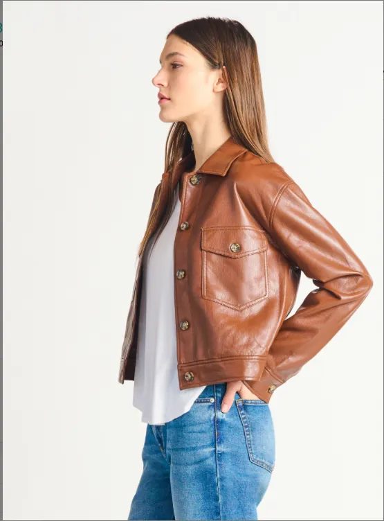 Brown Faux Leather Jacket