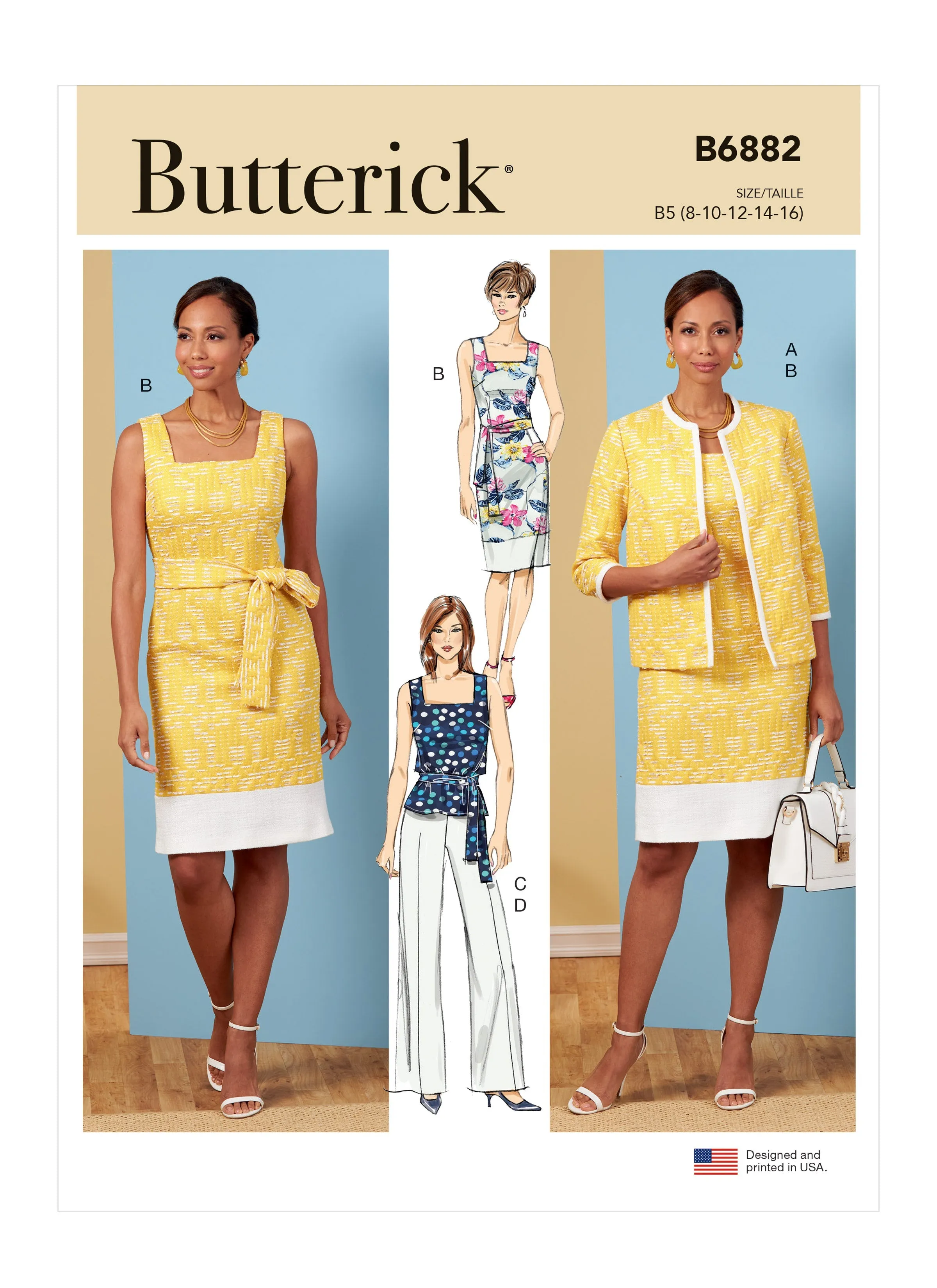 Butterick 6882 Jacket, Dress, Top, Pants and Sash sewing pattern