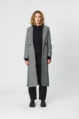 COLIN LONG COAT - BLACK HERRINGBONE