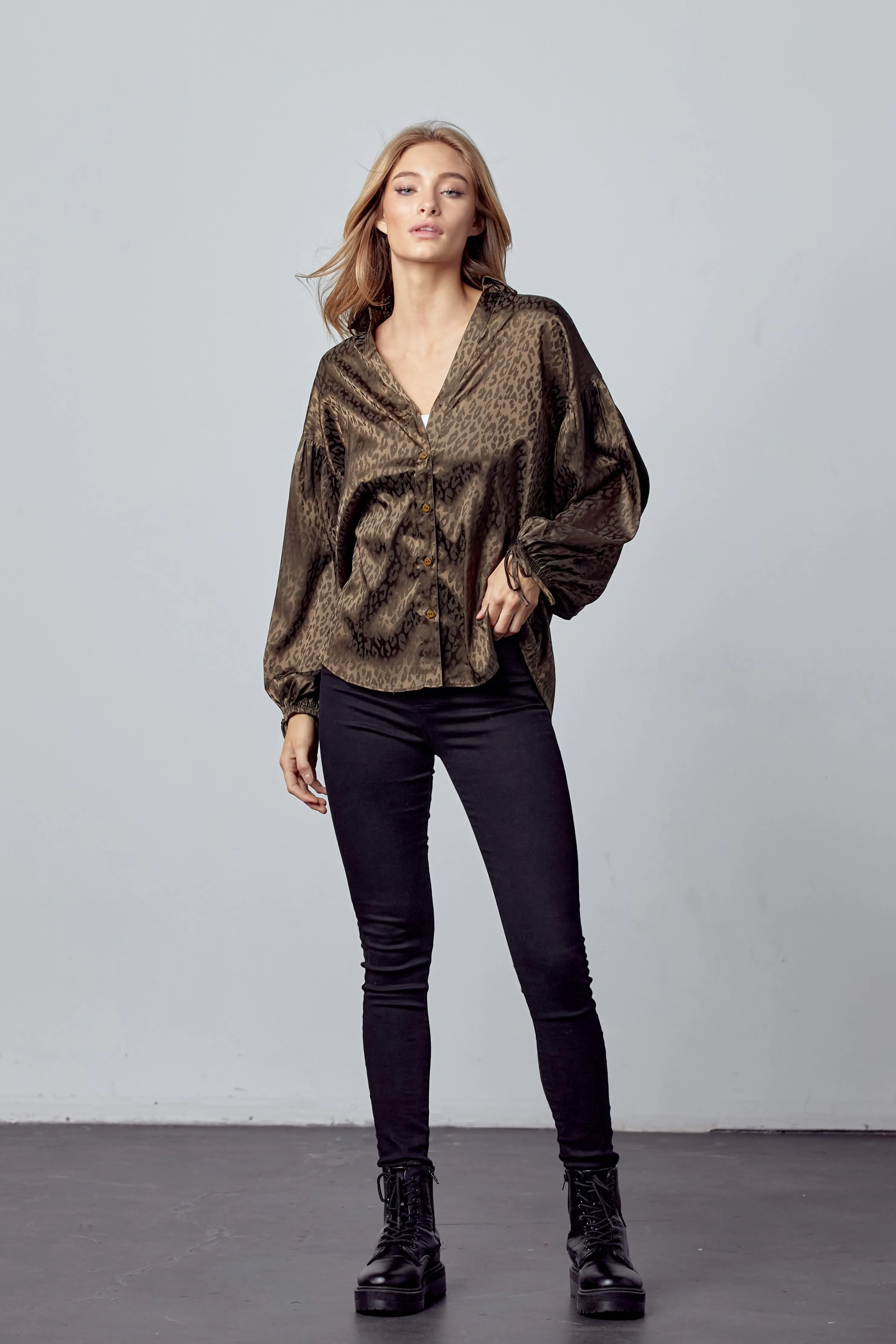 Deep Olive Leopard Blouse