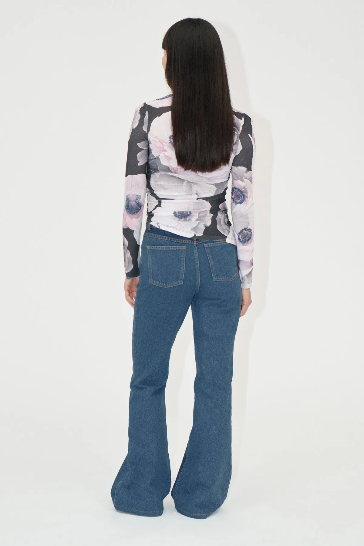 Denim Flared Pants - Two Tone Denim