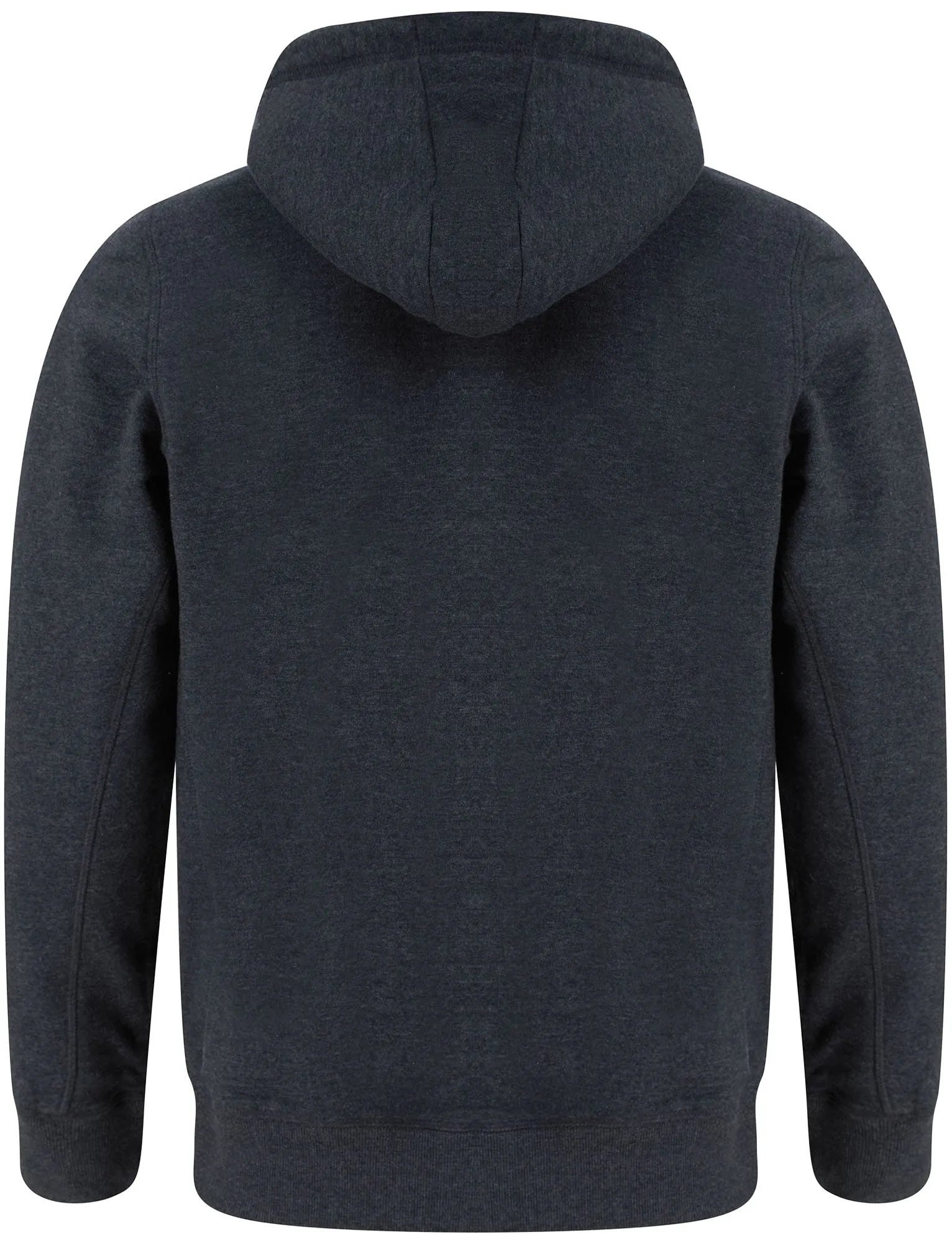 Descent Basic Zip Through Fleece Hoodie with Borg Lined Hood In Navy Marl - Tokyo Laundry