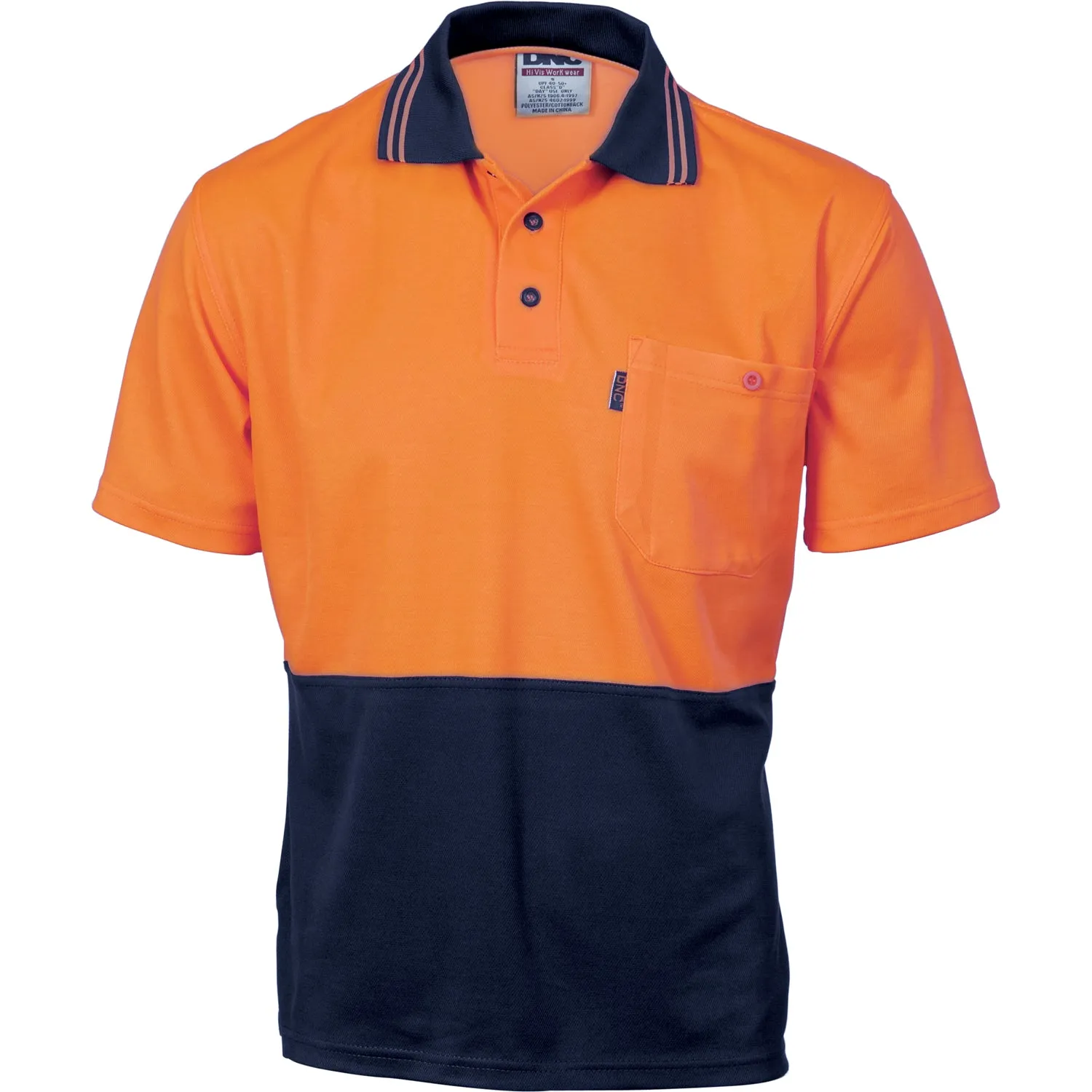 DNC Cotton Back Hi Vis Two Tone Fluoro Polo S/S (3814)