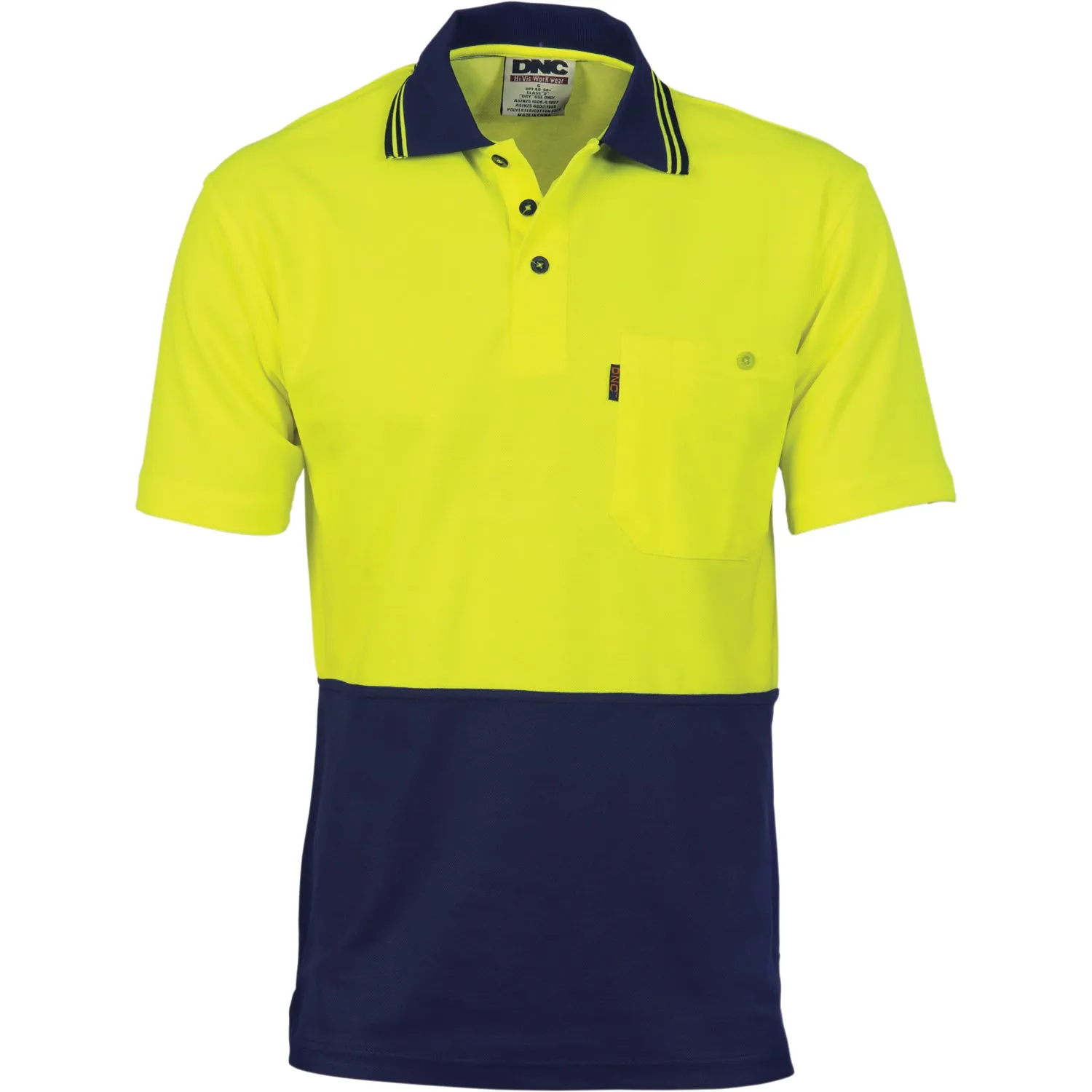 DNC Cotton Back Hi Vis Two Tone Fluoro Polo S/S (3814)