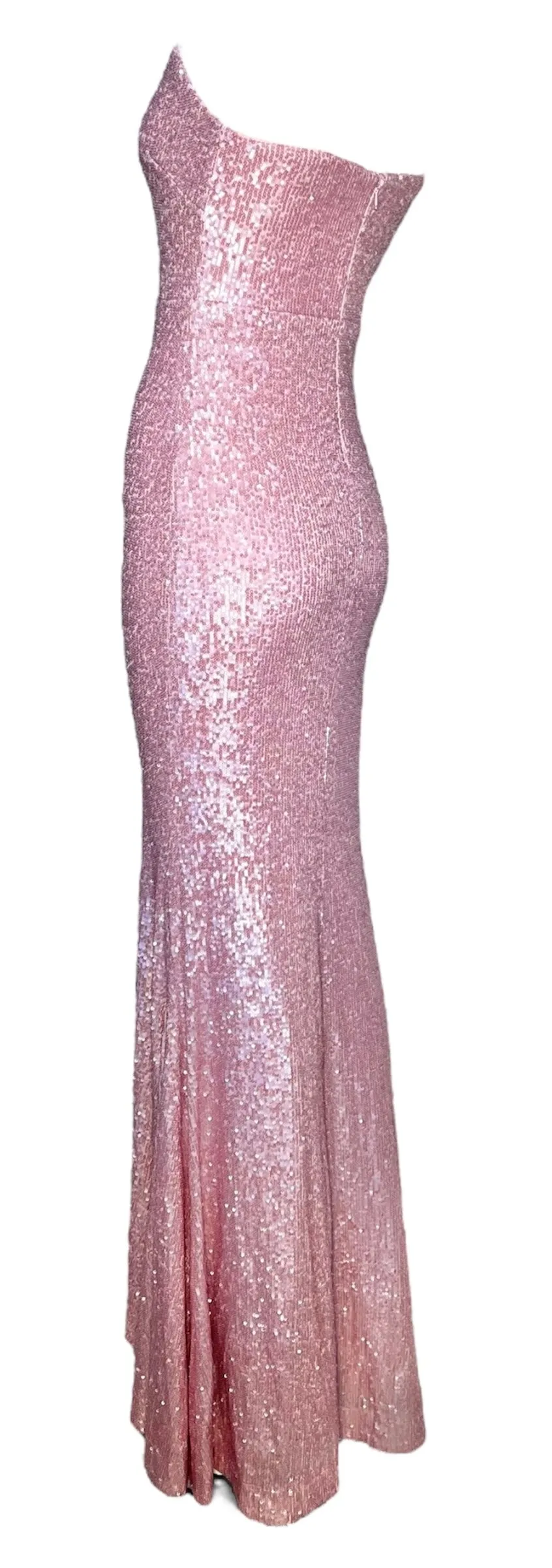 Donna Karan 2000s Pink Sequin Strapless Gown, NWT