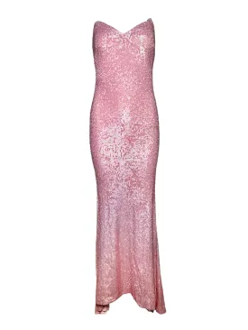 Donna Karan 2000s Pink Sequin Strapless Gown, NWT