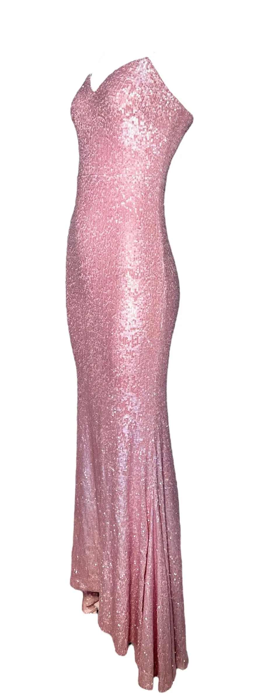 Donna Karan 2000s Pink Sequin Strapless Gown, NWT