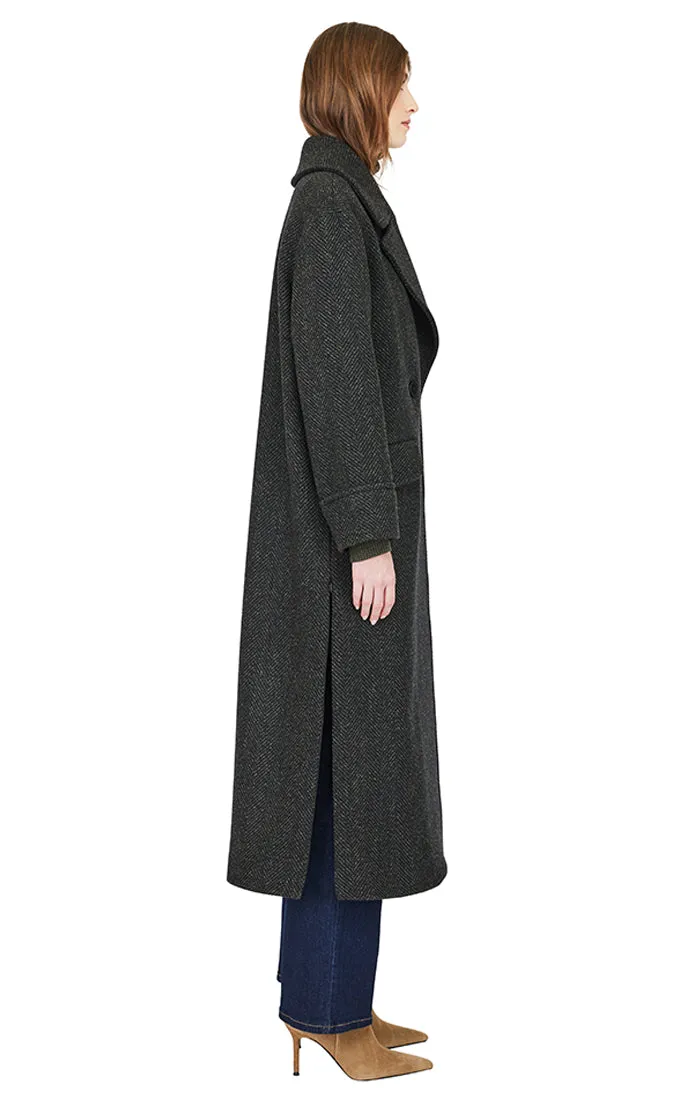 EDEN HERRINGBONE OVERSIZE LONG WOOL COAT