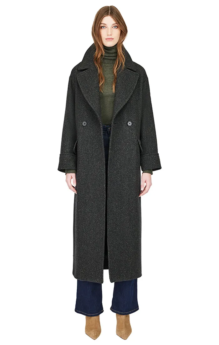 EDEN HERRINGBONE OVERSIZE LONG WOOL COAT