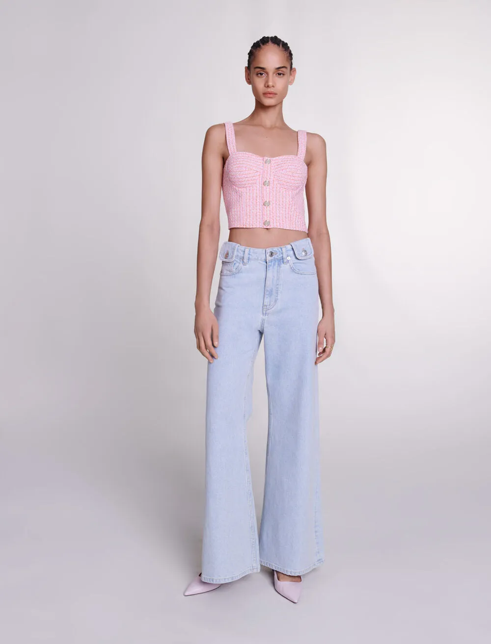 Faded wide-leg jeans