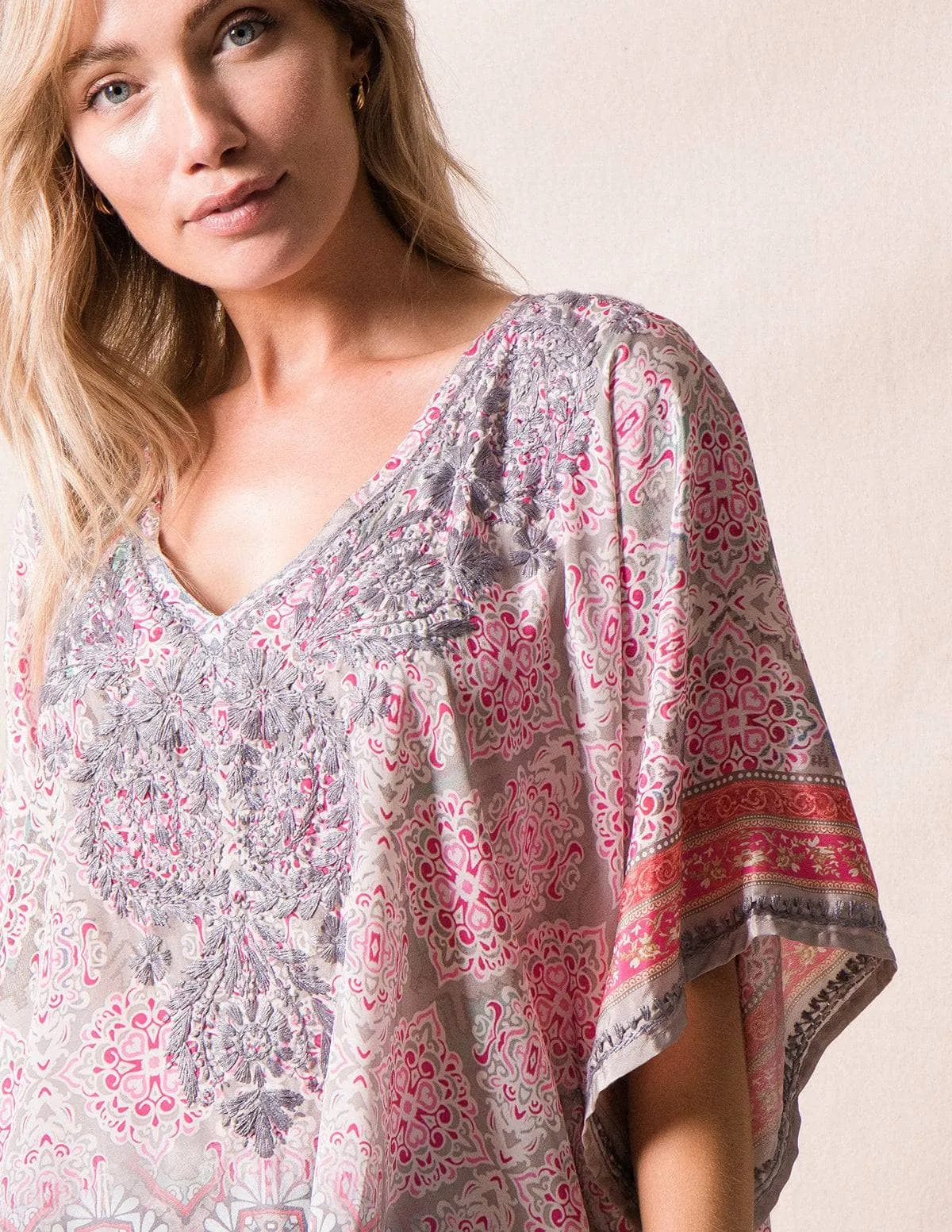 Fair Trade Flowy Tunic - Silver Rose