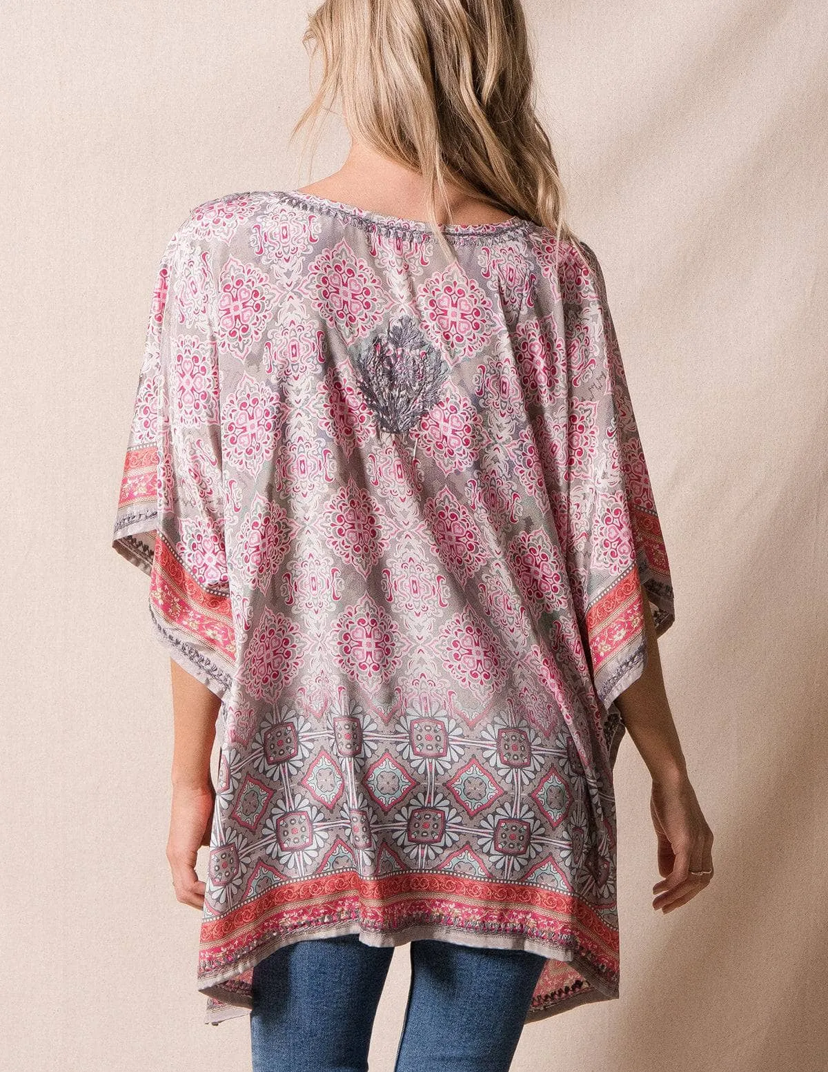 Fair Trade Flowy Tunic - Silver Rose