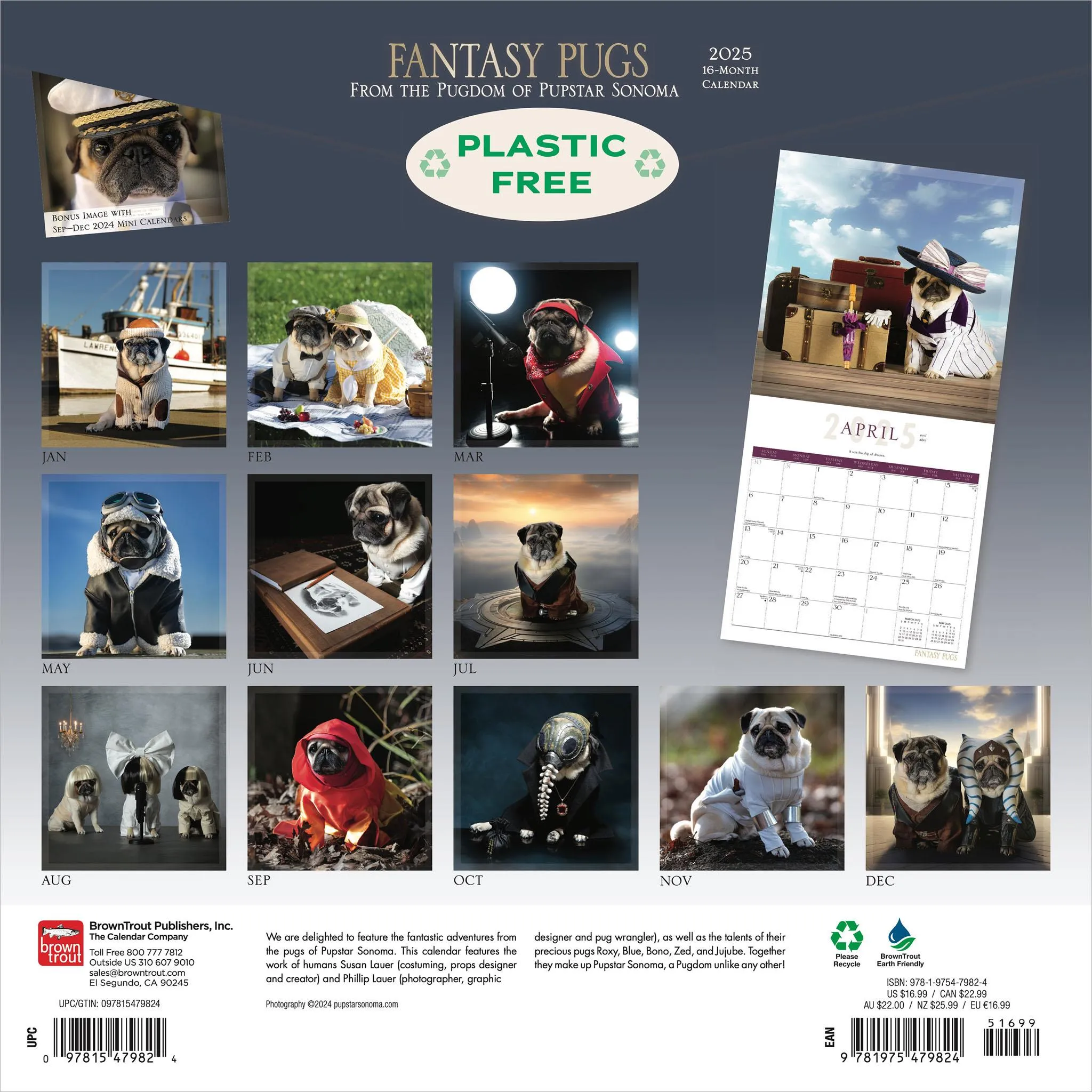 Fantasy Pugs Wall 2025 Calendar