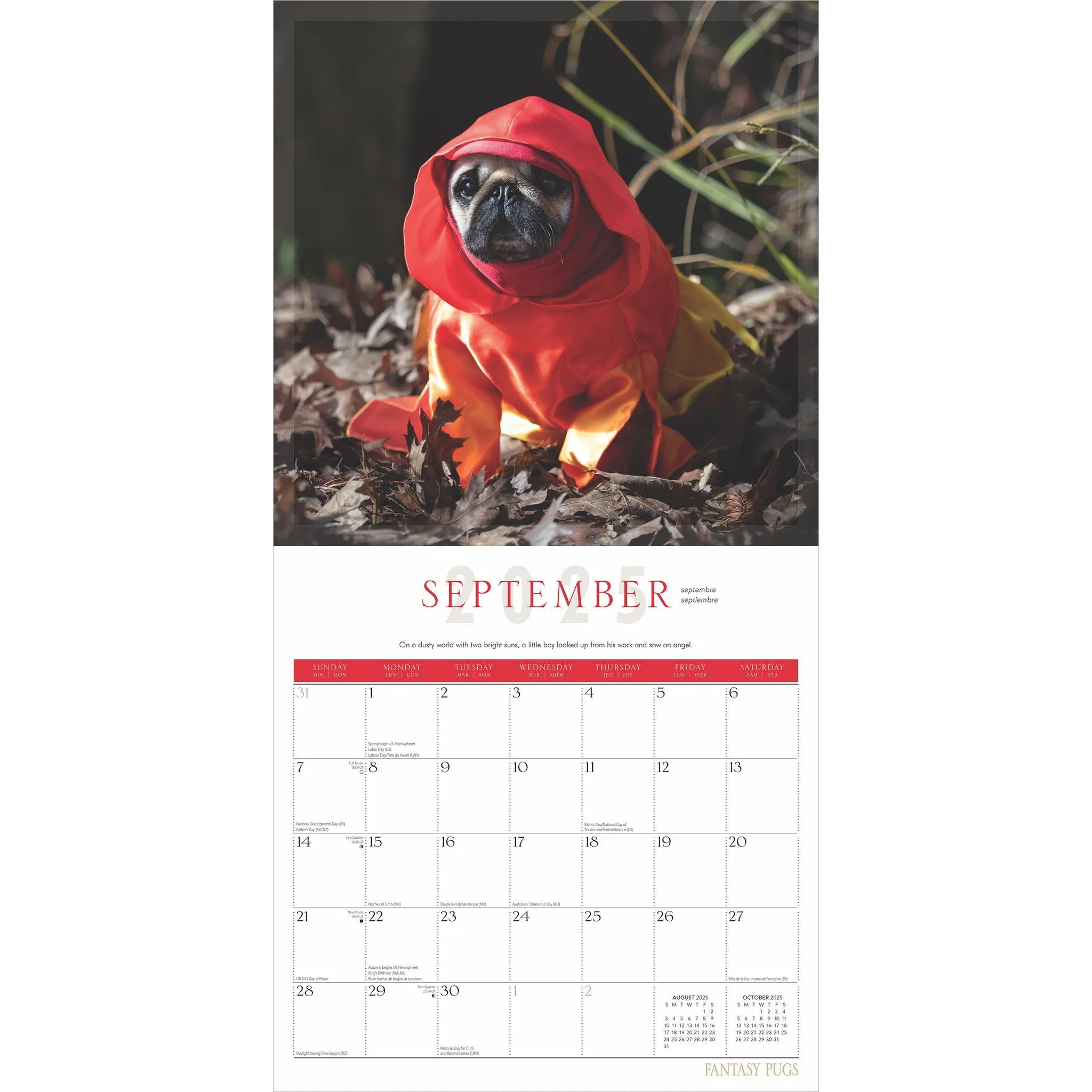 Fantasy Pugs Wall 2025 Calendar