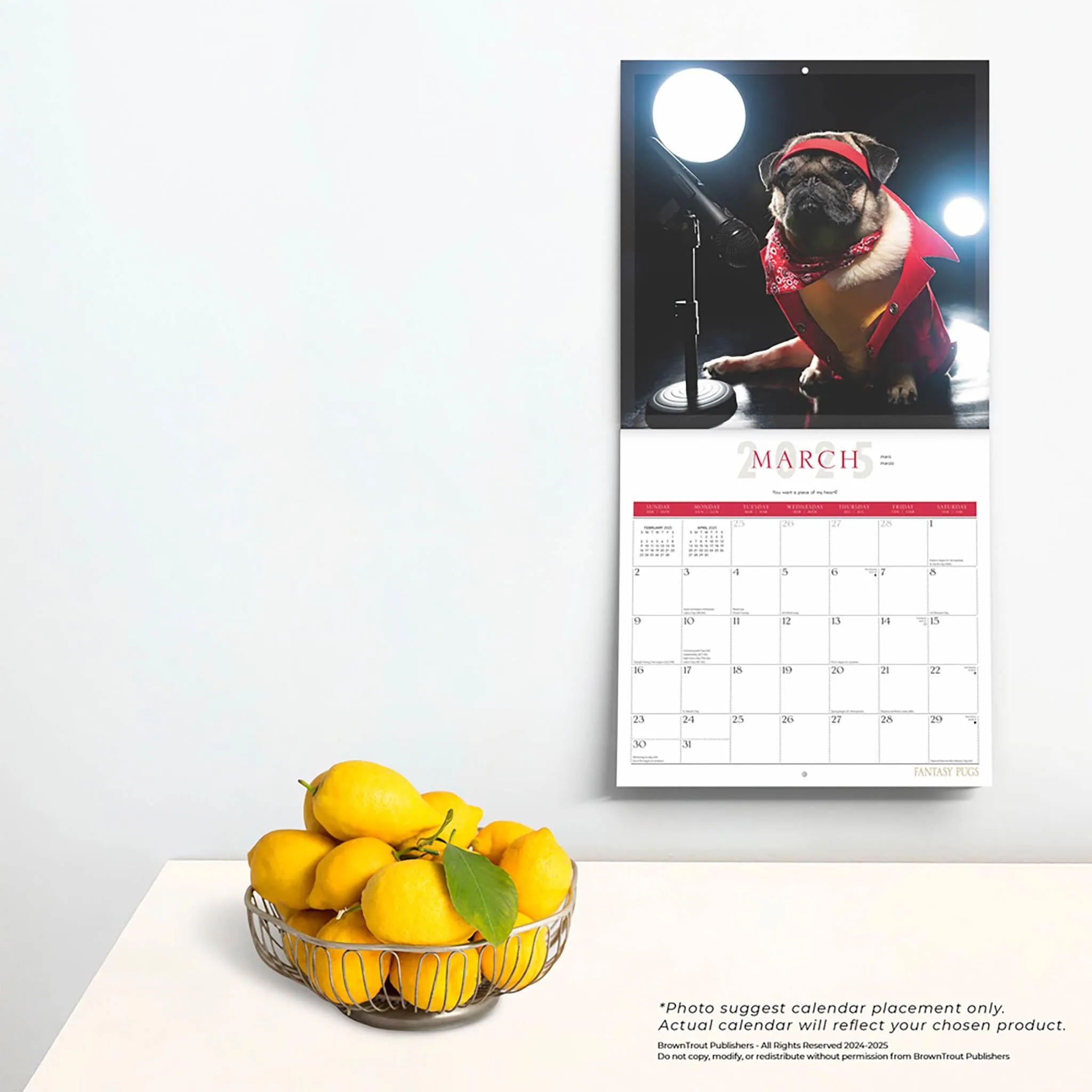 Fantasy Pugs Wall 2025 Calendar