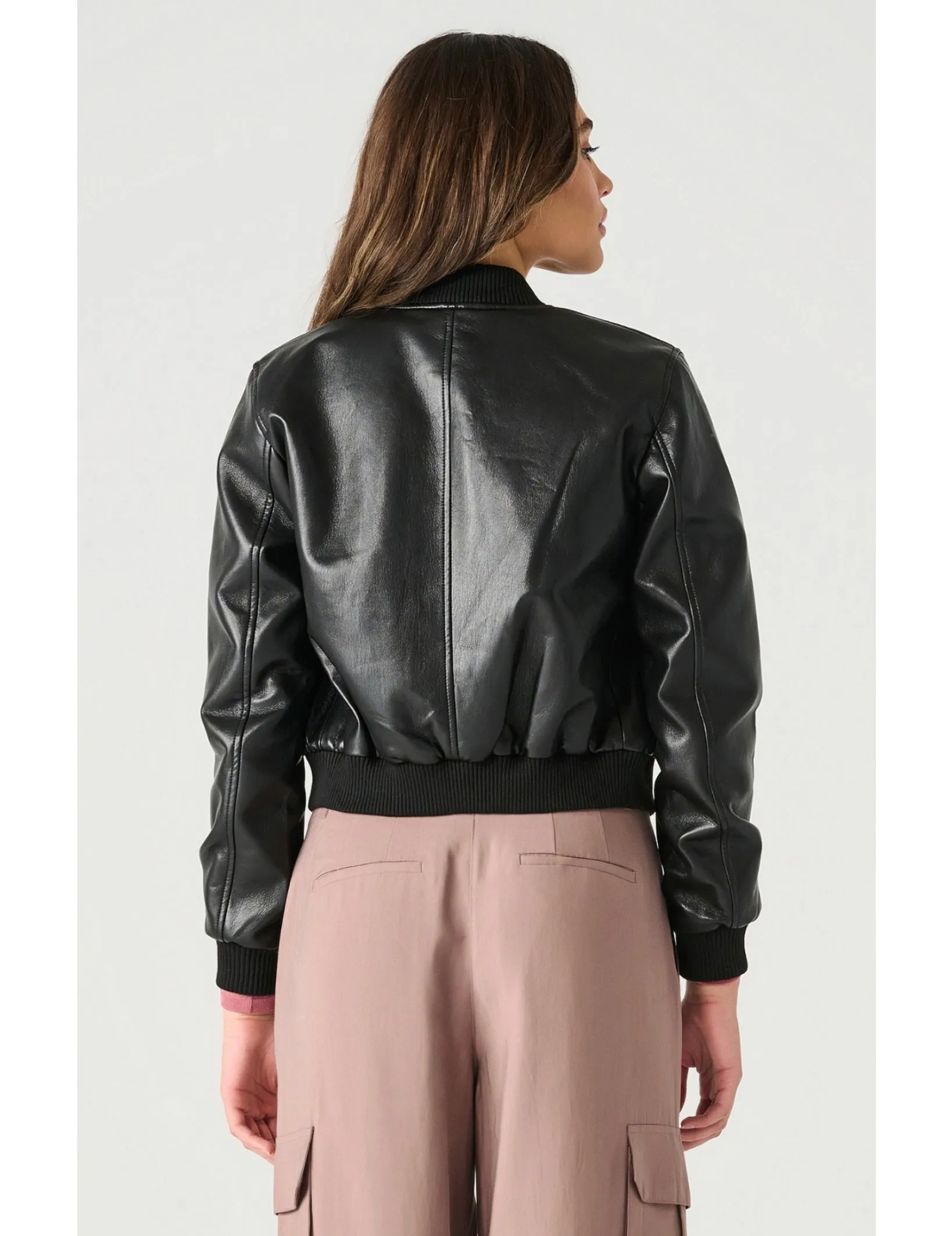 Faux Leather Bomber Jacket