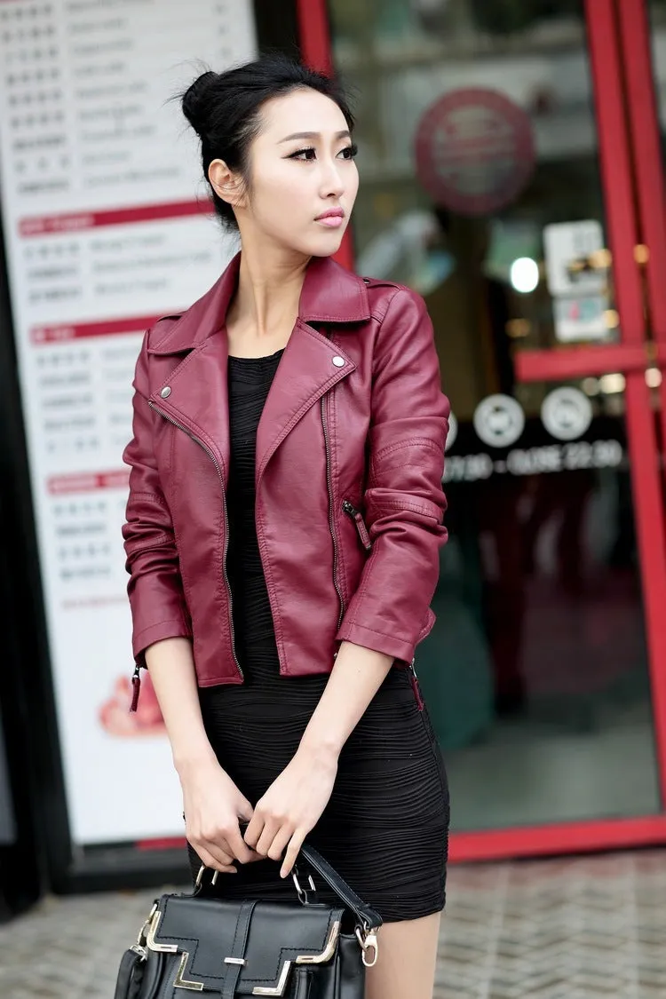 Faux leather jacket for women