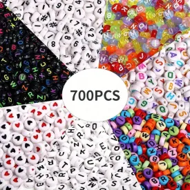 Friendship Bracelet Beads 700pcs 7 Colours Round Acrylic Alphabet Number Beads for Jewellery Making