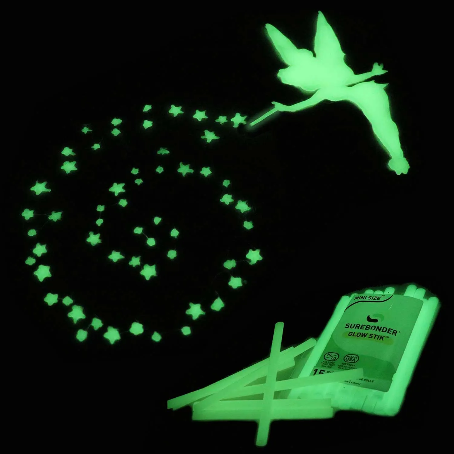 Glow in the Dark Hot Glue Sticks Mini Size 4"  - 15 Pack