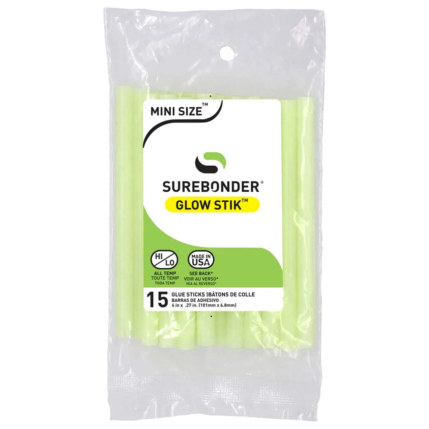 Glow in the Dark Hot Glue Sticks Mini Size 4"  - 15 Pack