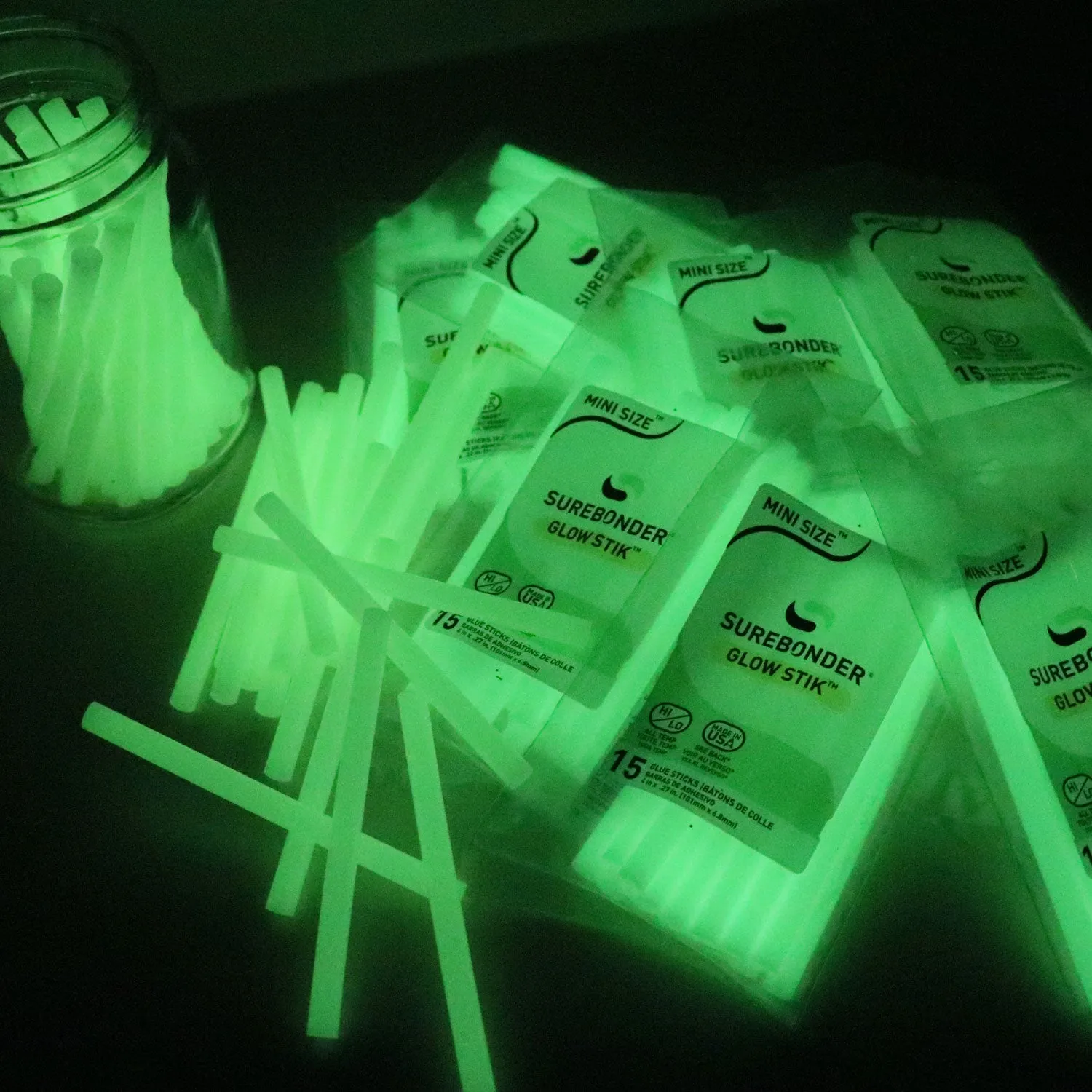 Glow in the Dark Hot Glue Sticks Mini Size 4"  - 15 Pack