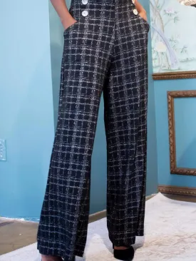 Hepburn Pants in Silver Plaid