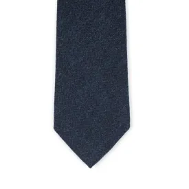 Herringbone wool tie in blue