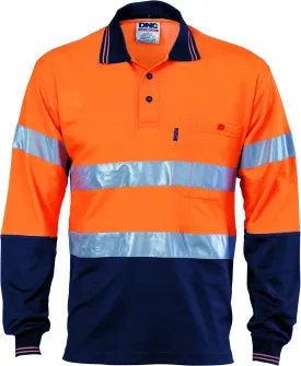 HiVis Two Tone Cotton Back Long Sleeve Polo